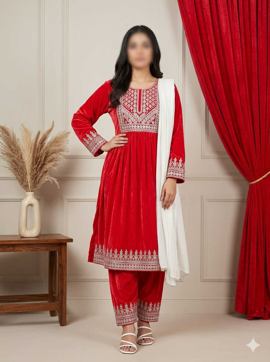 Persian inspired silk textile and modern elegant silhouette